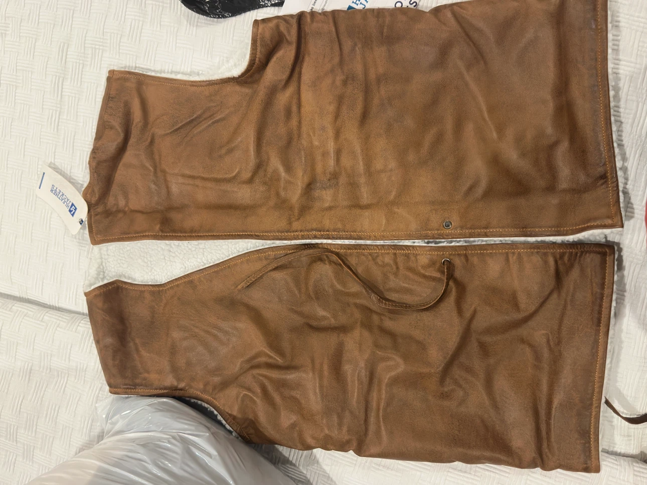 Brown Faux Leather Sherpa Lined Vest