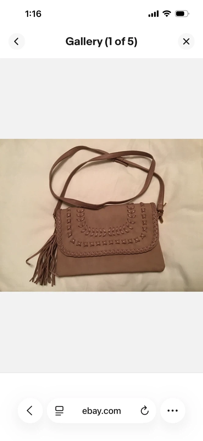 Tan Faux Leather Crossbody Bag with Fringe