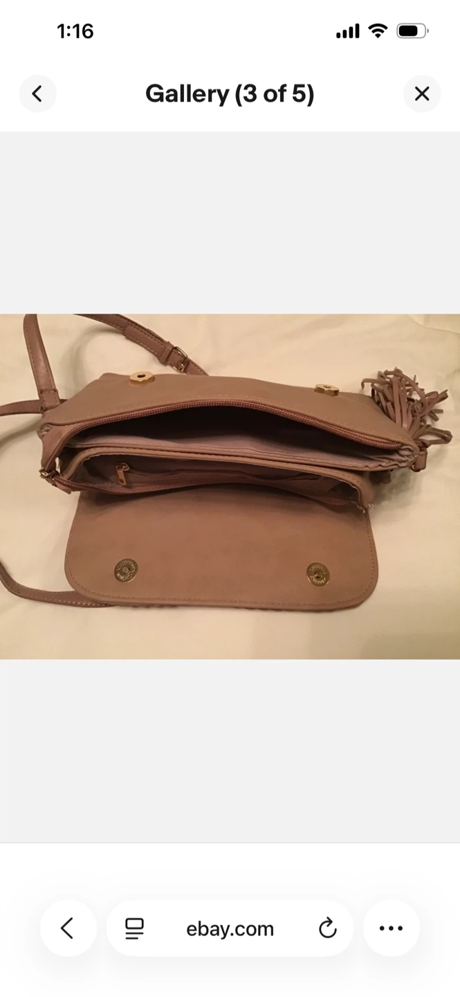 Tan Faux Leather Crossbody Bag with Fringe - photo 3
