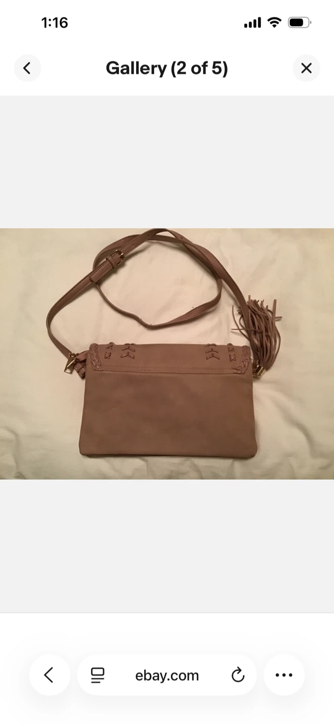 Tan Faux Leather Crossbody Bag with Fringe - photo 4