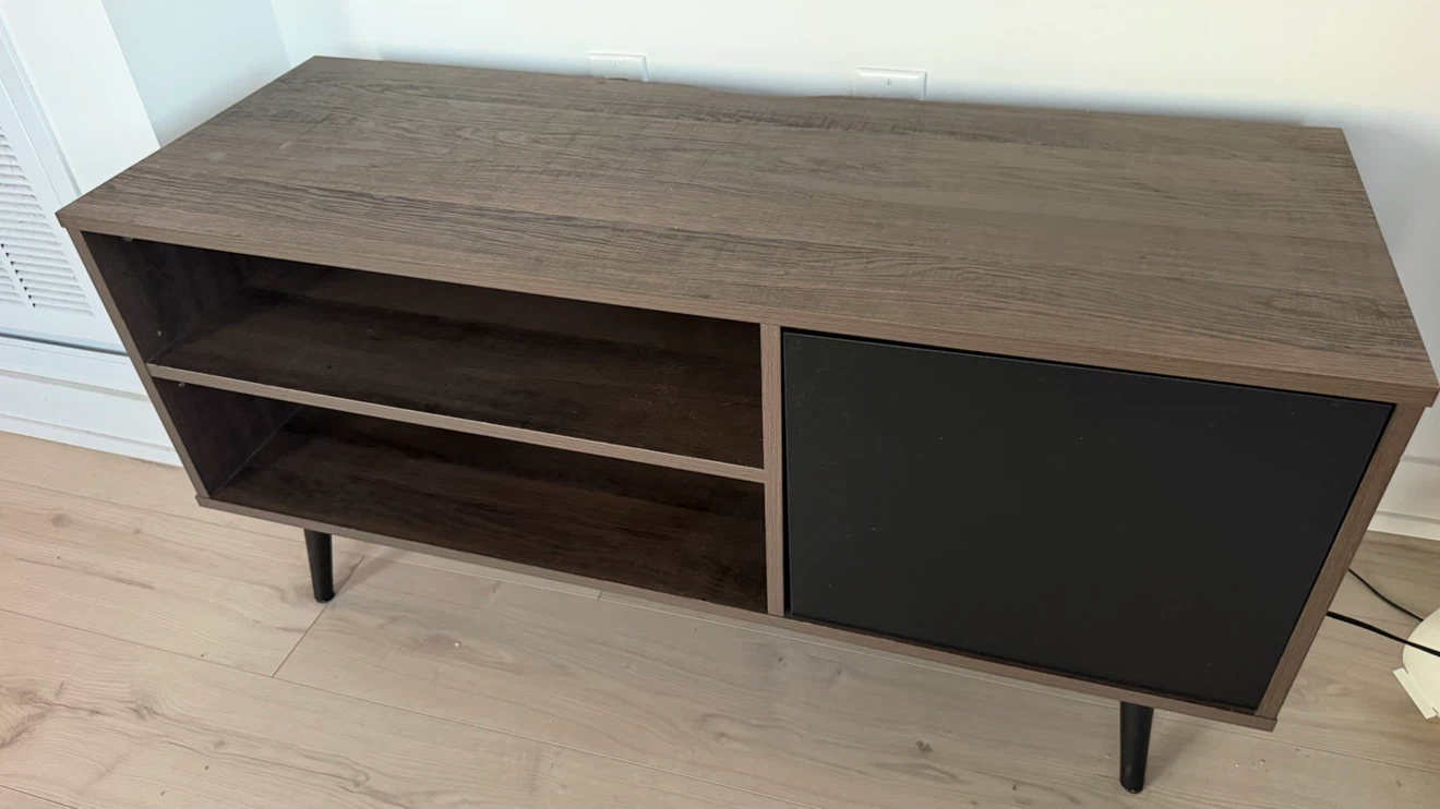 Modern TV Stand - Dark Wood & Black - photo 2