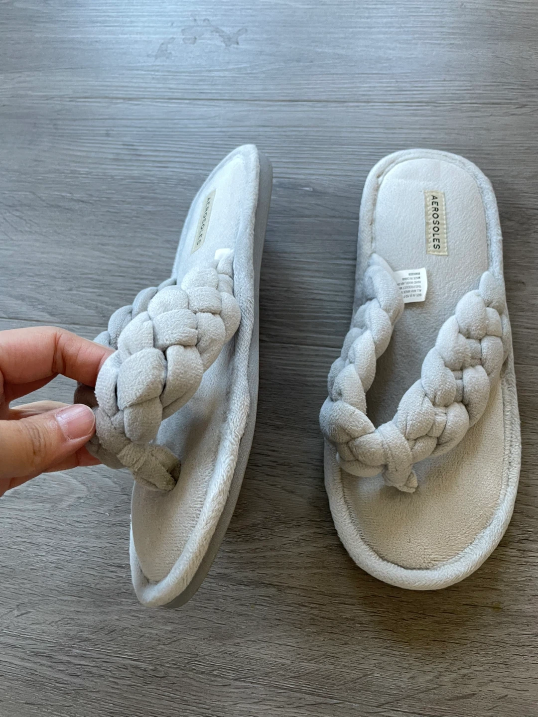 Aerosoles Grey Braided Thong Slippers Size 7 - photo 2