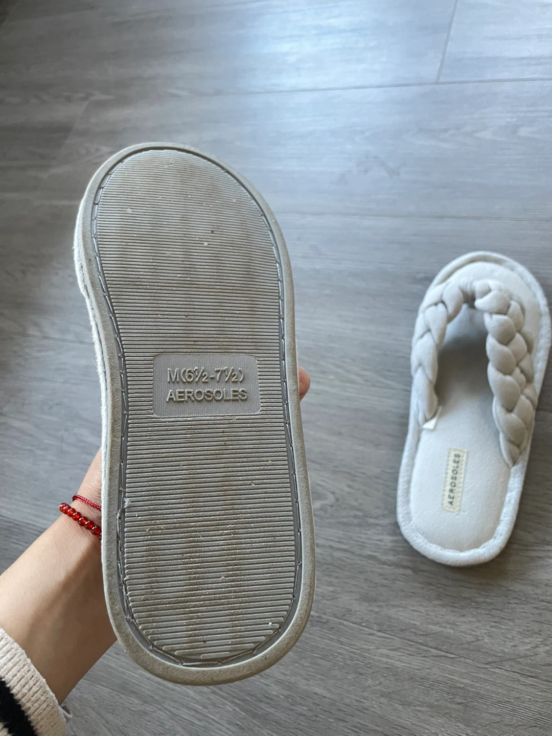 Aerosoles Grey Braided Thong Slippers Size 7 - photo 5