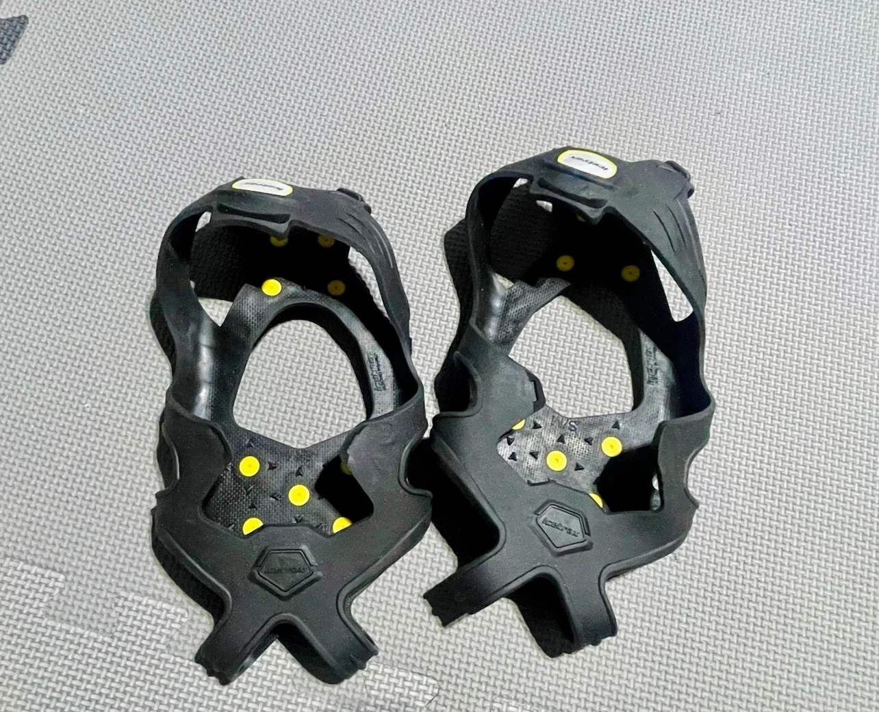Black Ice Cleats with Yellow Spikes