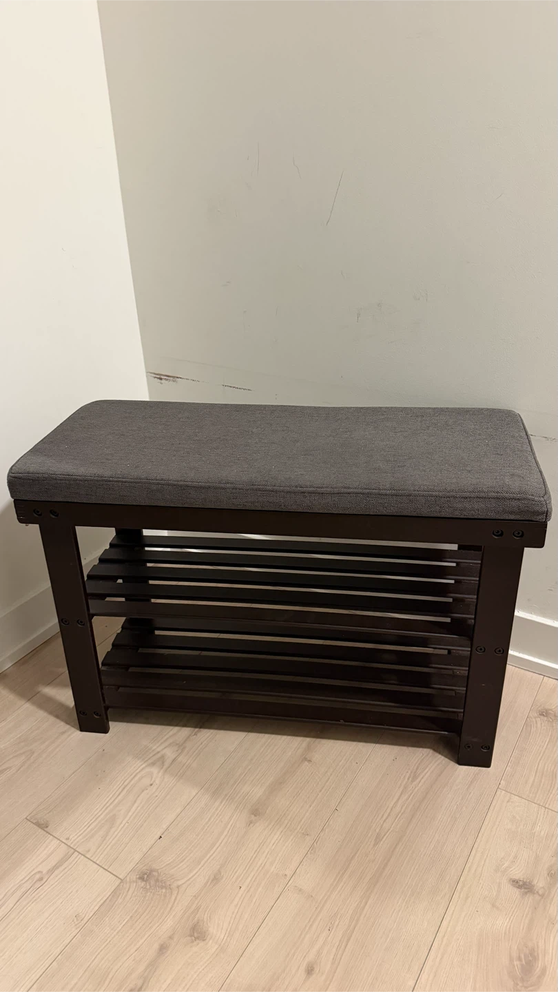 Wooden Shoe Bench with Padded Seat
