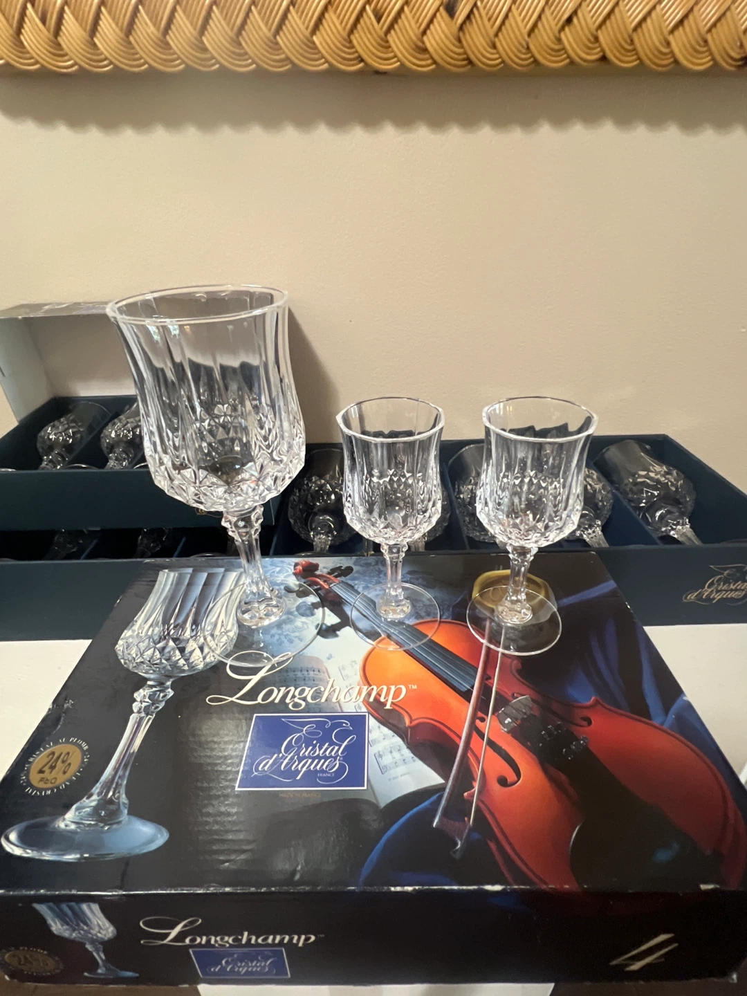 Vintage Cristal D'Arques Longchamp Crystal Glasses Set
