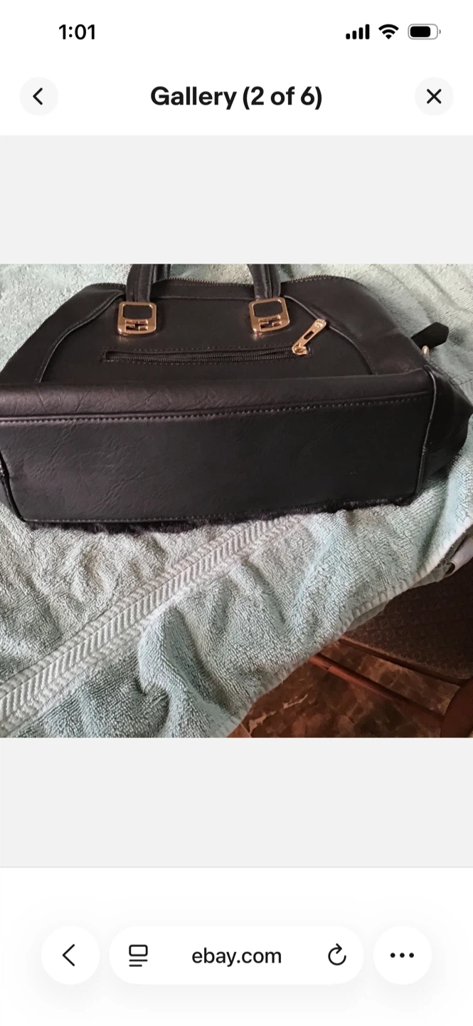 Black Satchel Handbag with Fur Accents - photo 5