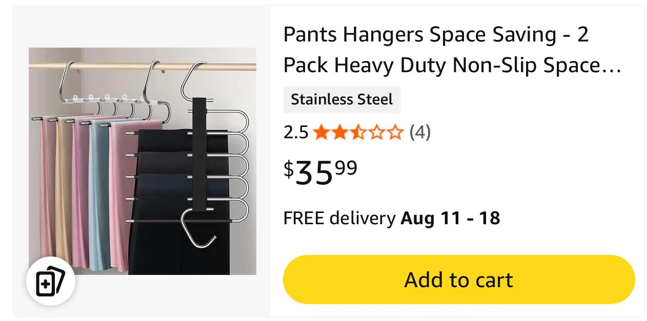 BRAND NEW Pants Hangers - 2 Pack Space Saving - photo 2