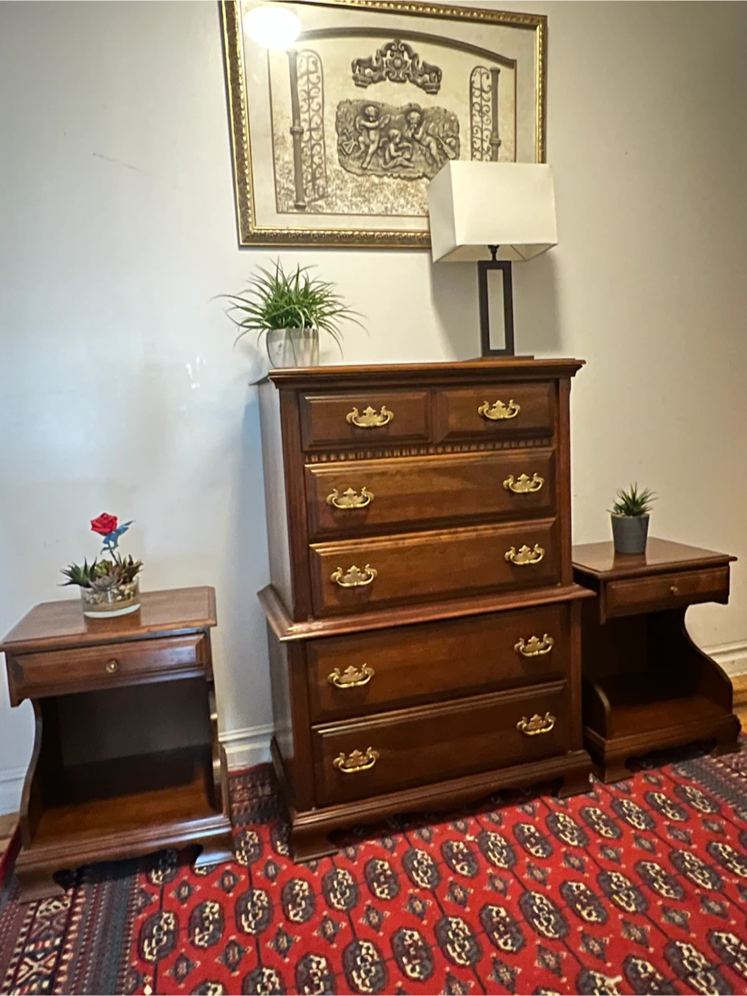 Solid Wood 5 Drawer Dresser & Pair Nightstands - Delivery Extra