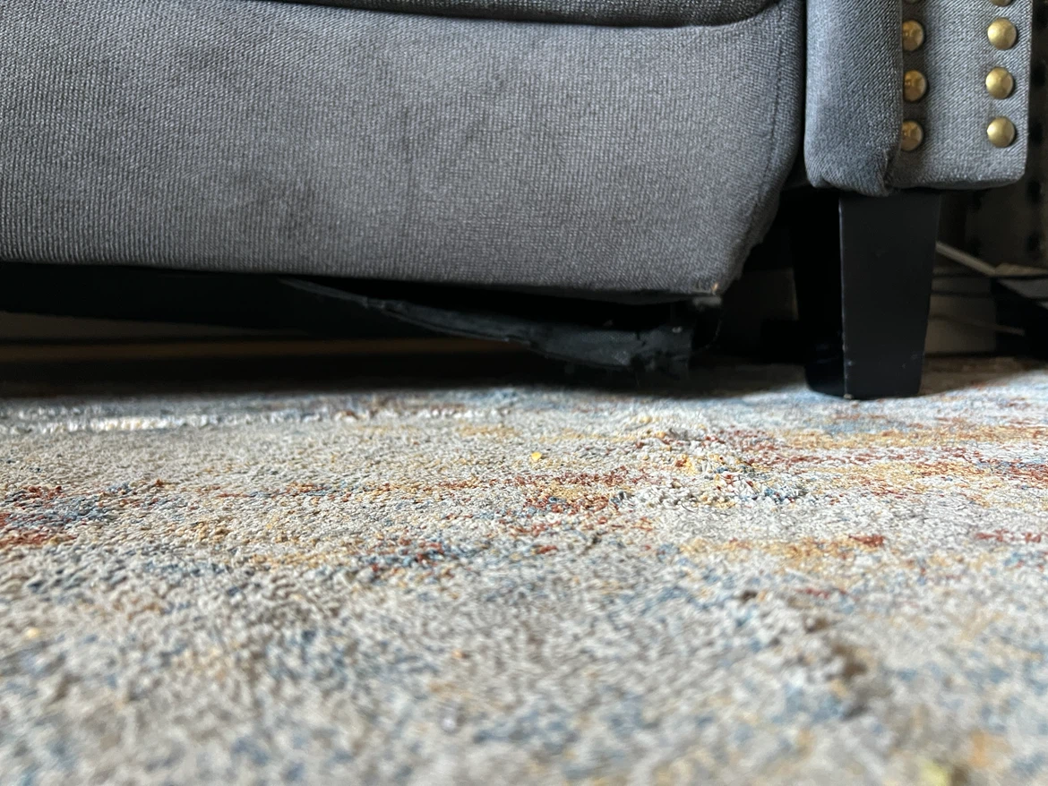 Grey Loveseat with Gold Nailhead Trim - photo 4