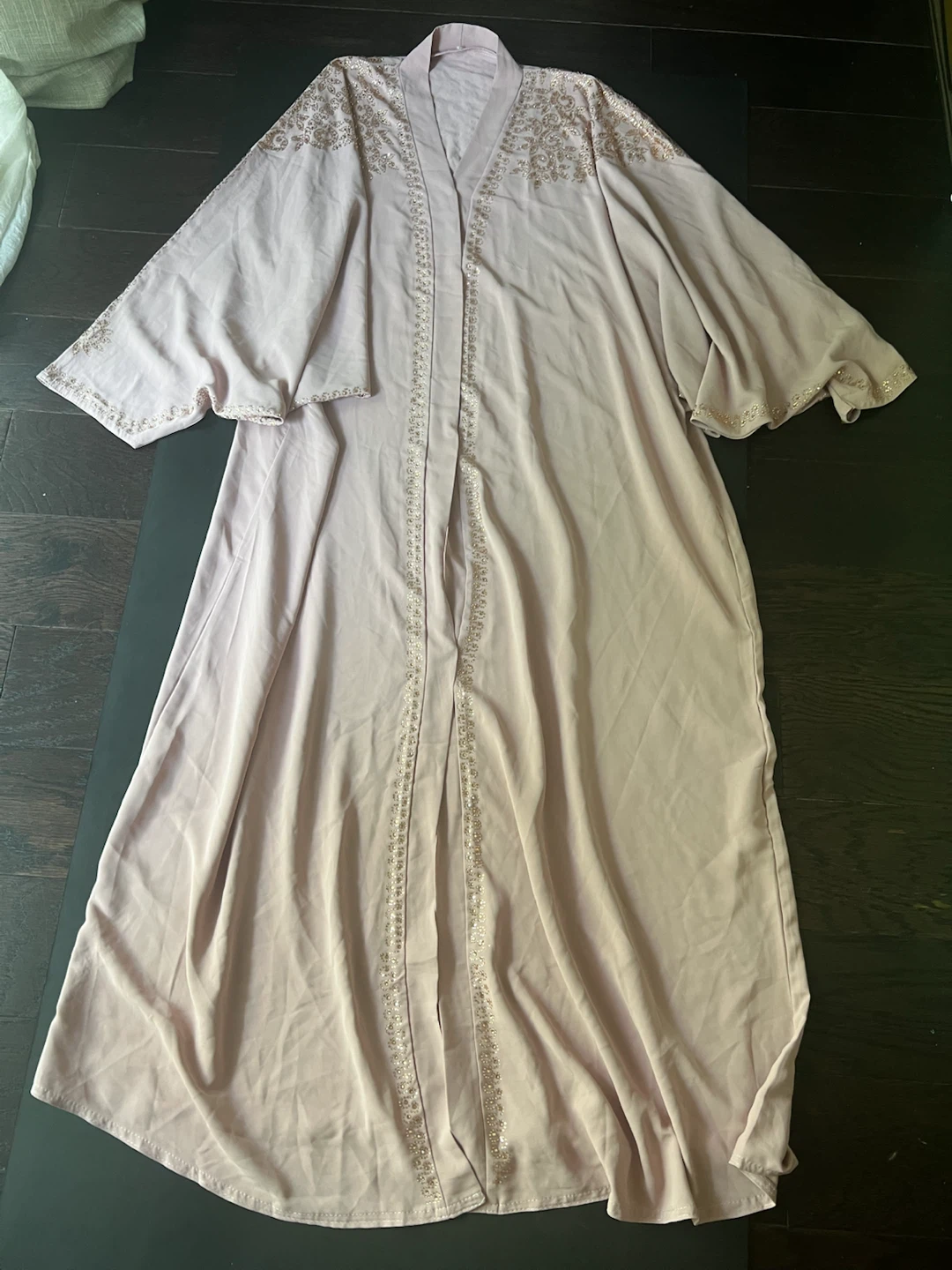 Pink Embellished Open Abaya