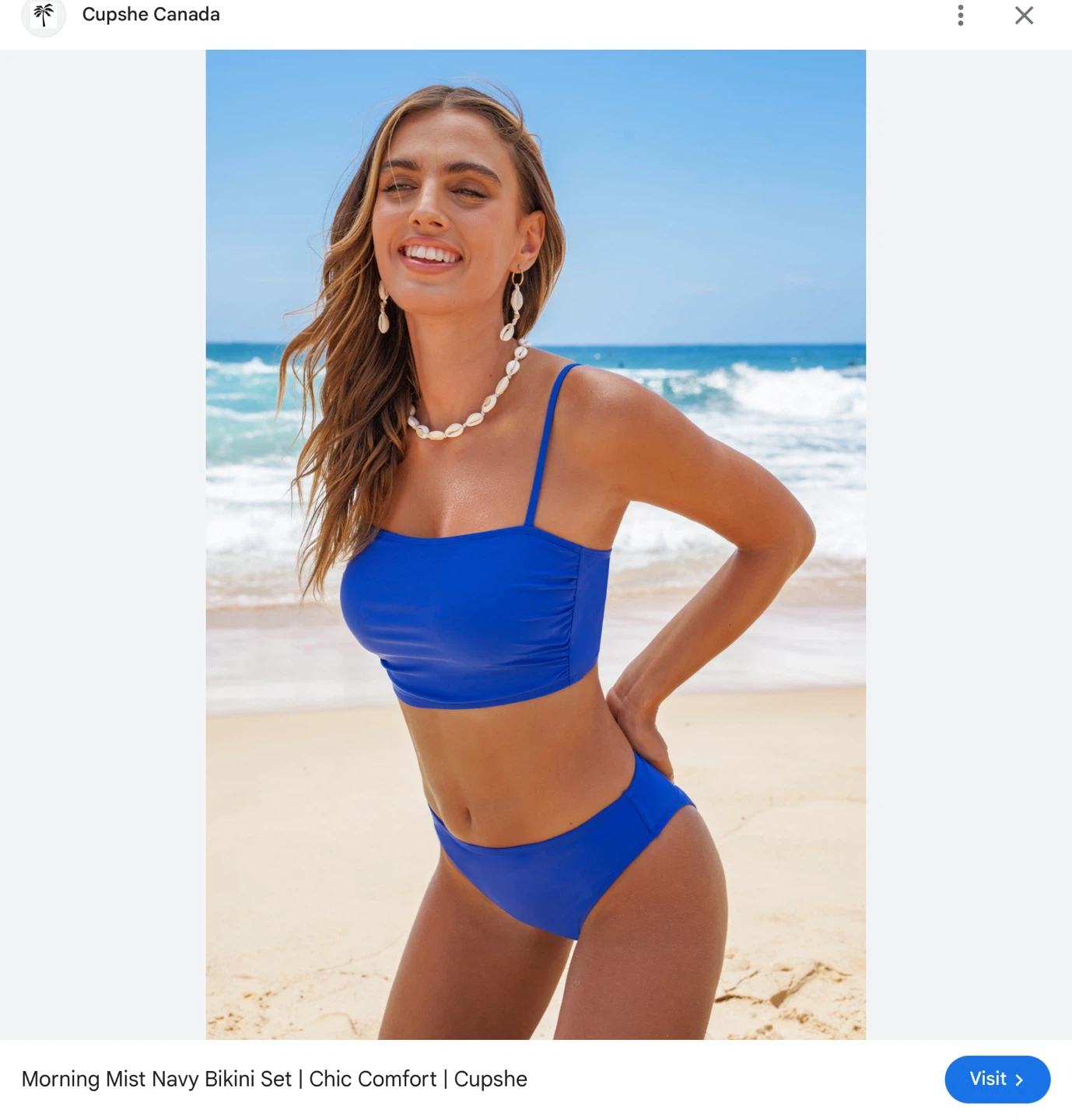 New CUPSHЕ Bikini Set  Royal Blue Size S