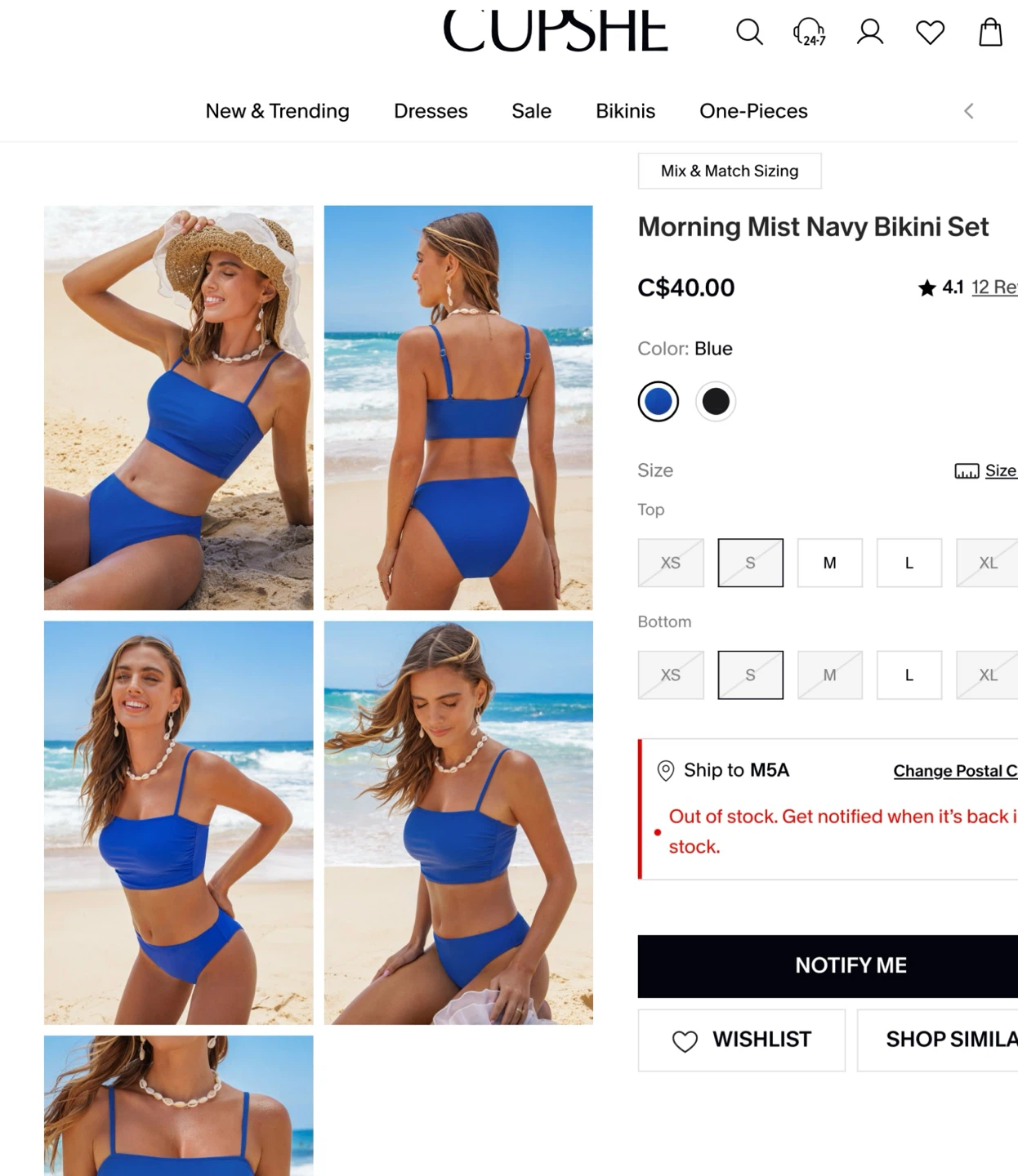 New CUPSHЕ Bikini Set  Royal Blue Size S - photo 2