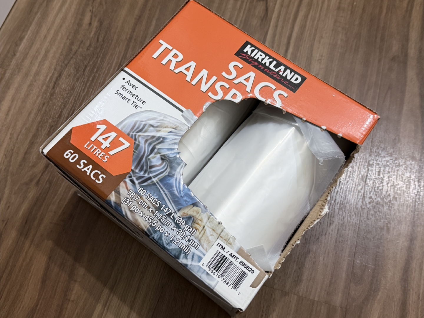 Kirkland Signature 147L Translucent Trash Bags - 60 Count