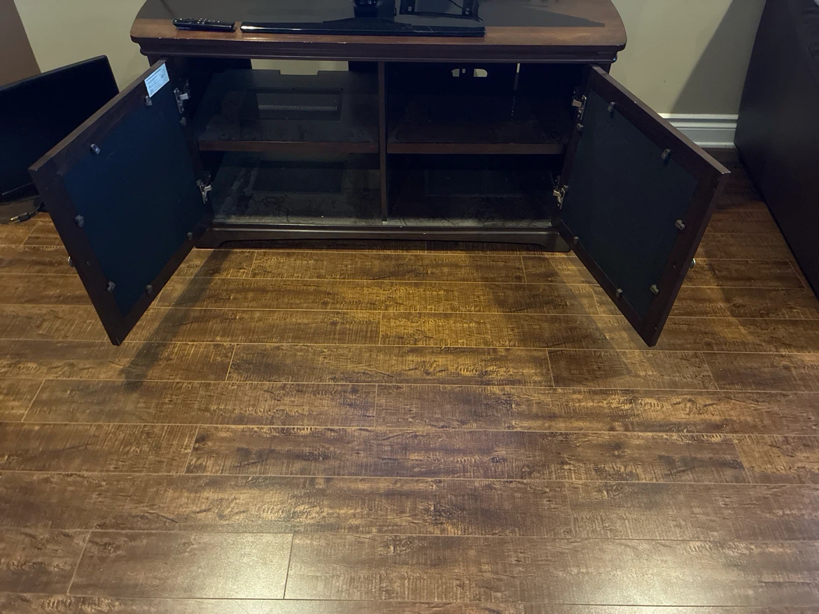 Wooden Media Console with Cabinet Doors - photo 3