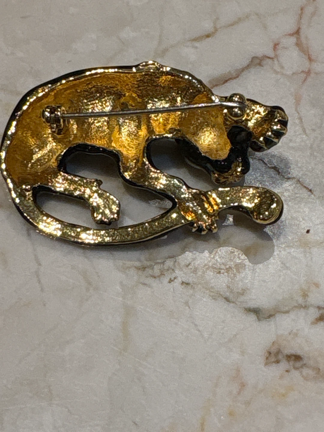 Black Panther Brooch with Rhinestone Collar - photo 2