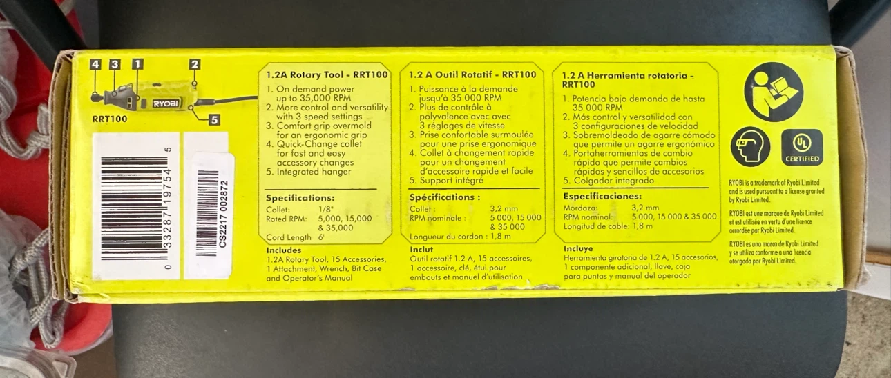 Ryobi 1.2 Amp Rotary Tool Kit RRT100 - photo 2