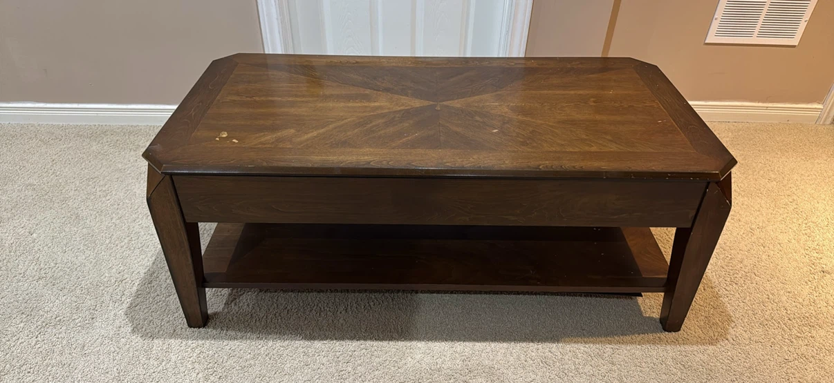 Wooden lift-top coffee table