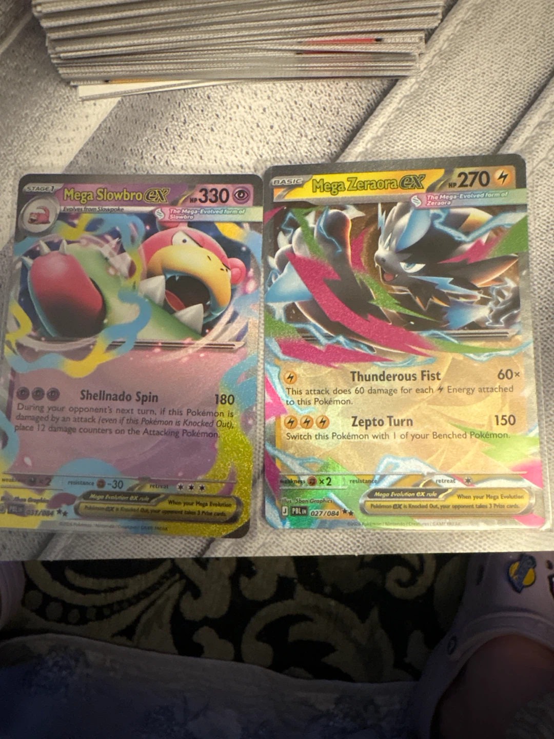 Pokemon Mega Slowbro EX and Mega Zeraora EX Cards
