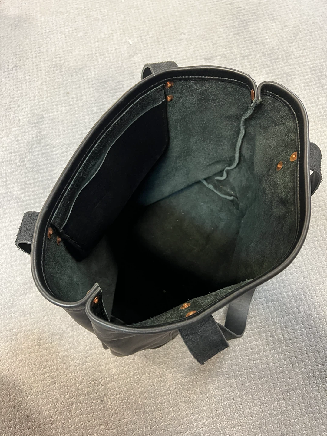 Black Leather Tote Bag with Front Pocket - photo 2