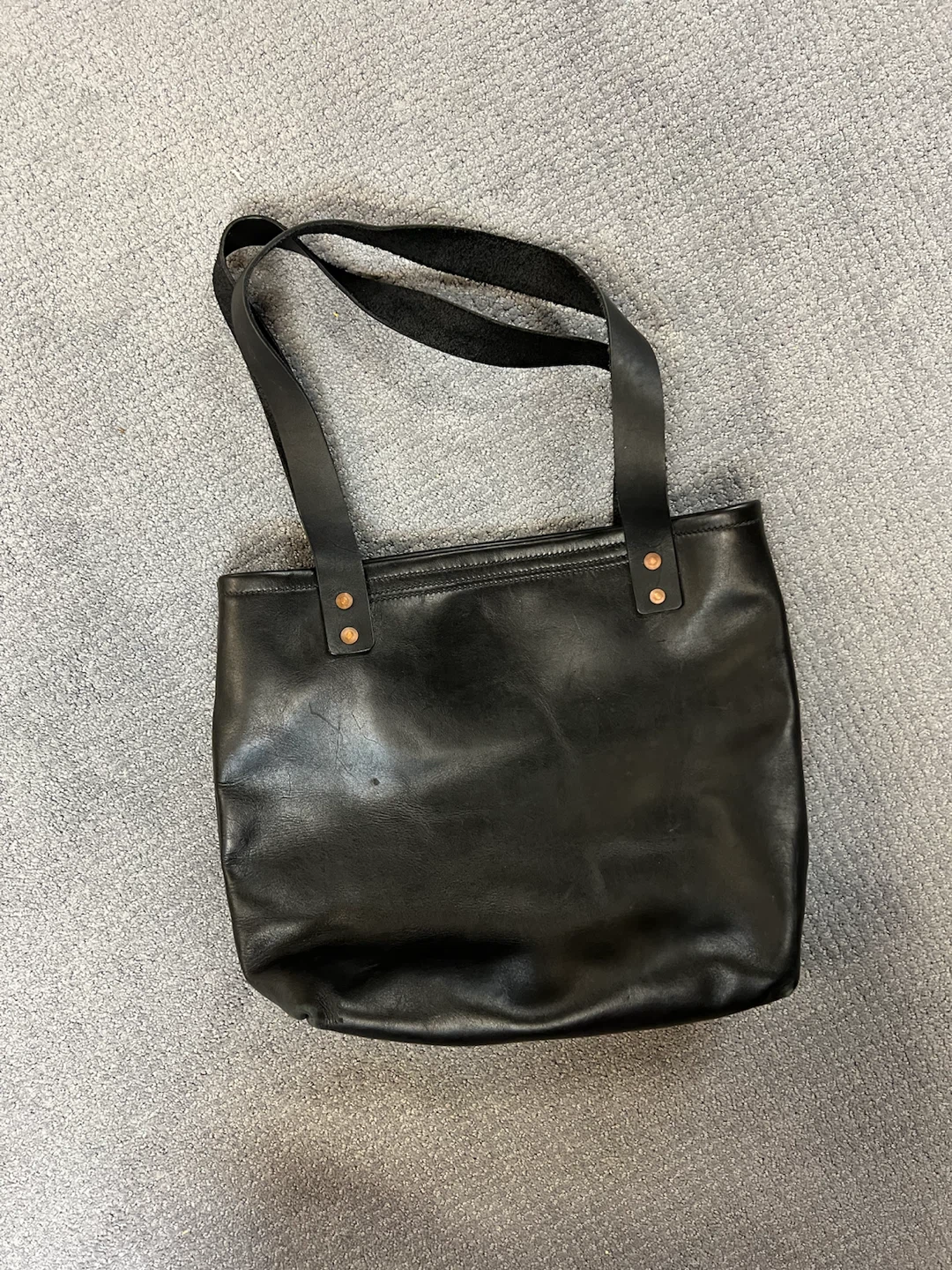 Black Leather Tote Bag with Front Pocket - photo 4