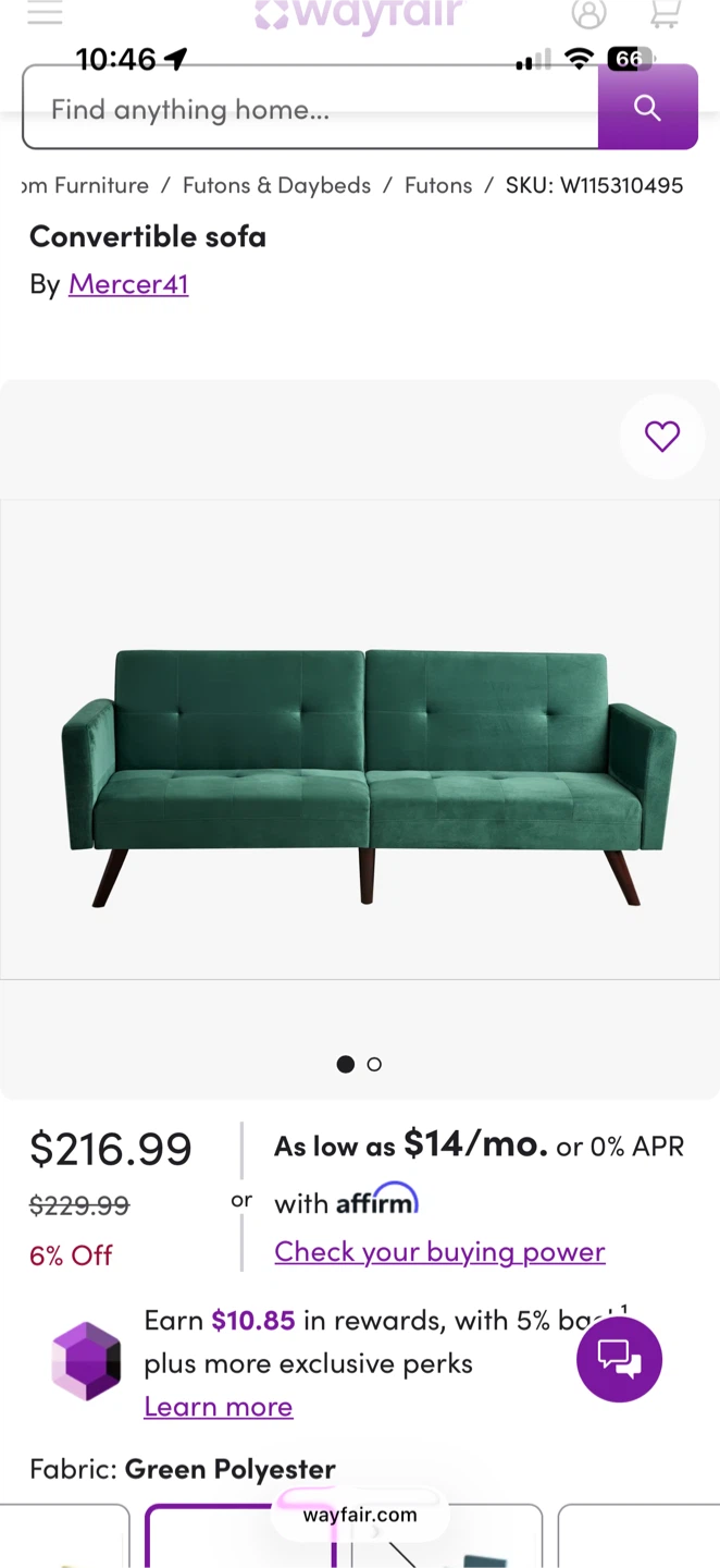 Selling a Teal Futon - photo 3