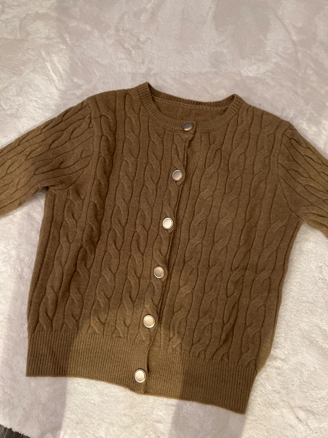Brown Cable Knit Cardigan