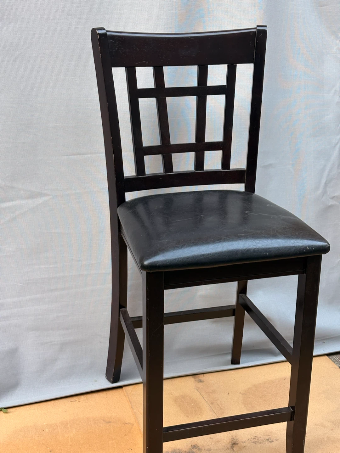 Dark Wood Bar Stool with Padded Seat