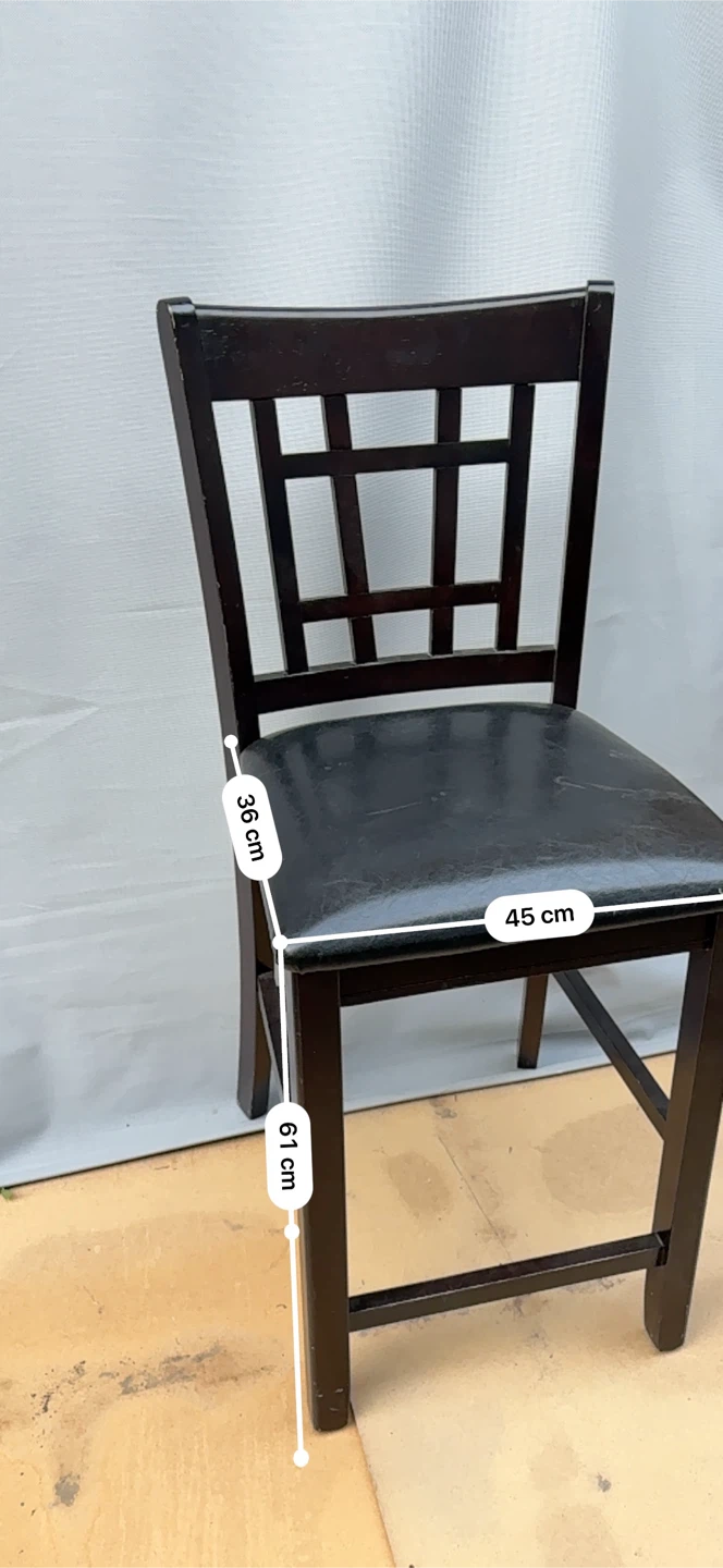 Dark Wood Bar Stool with Padded Seat - photo 3