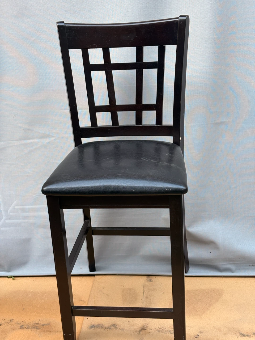 Dark Wood Bar Stool with Padded Seat - photo 4