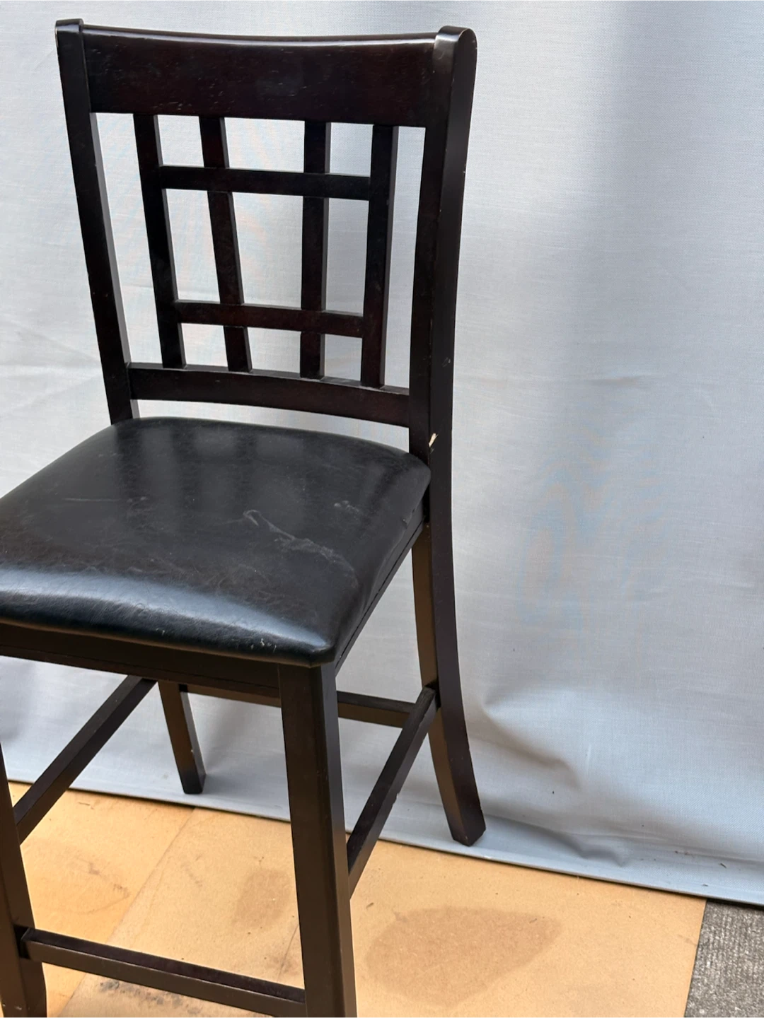 Dark Wood Bar Stool with Padded Seat - photo 5