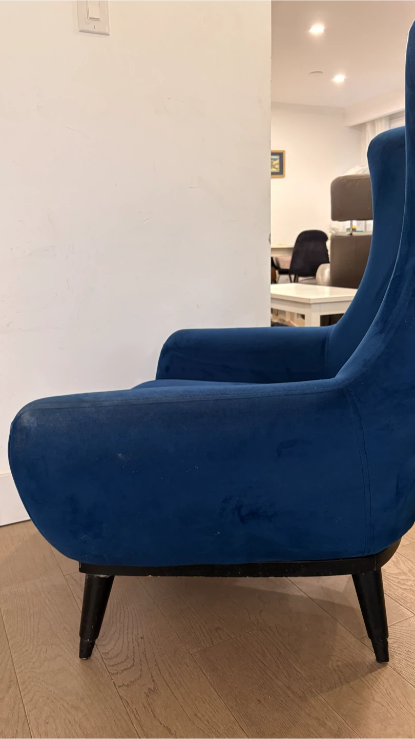 Blue Velvet Accent Chair - photo 3