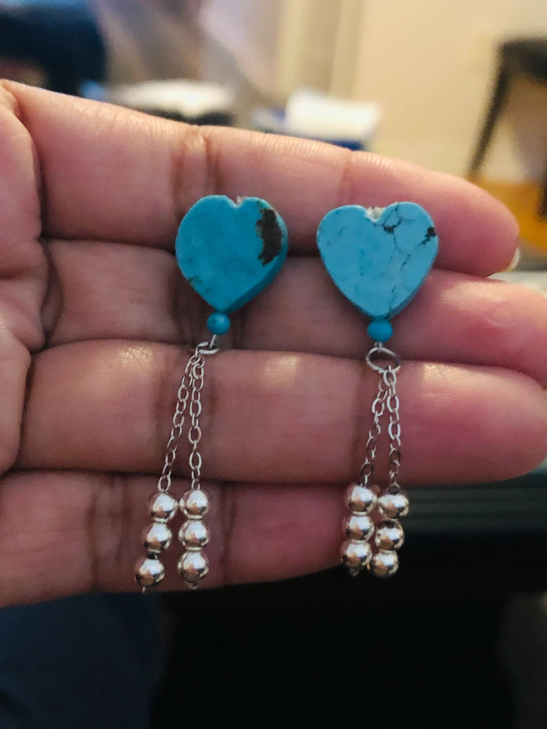 $10 each pair  Bow Earrings with Turquoise and Pearl Accents