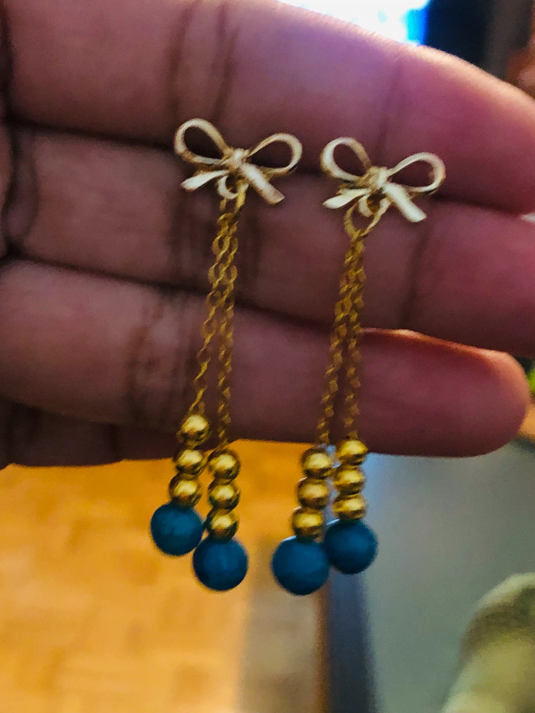$10 each pair  Bow Earrings with Turquoise and Pearl Accents - photo 3
