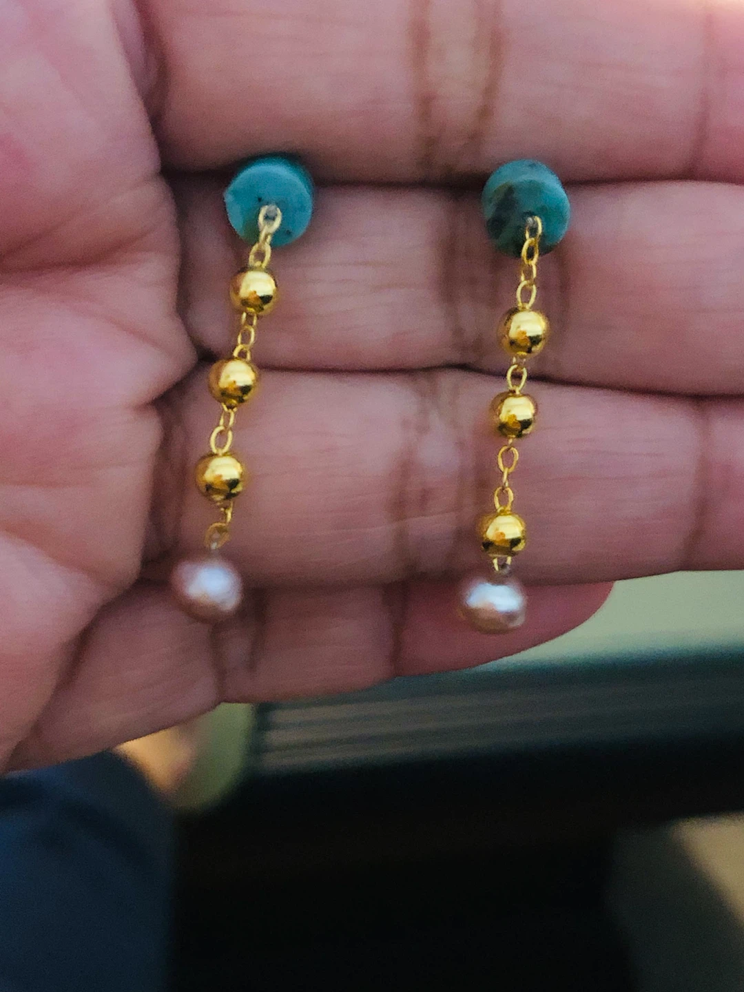 $10 each pair  Bow Earrings with Turquoise and Pearl Accents - photo 5