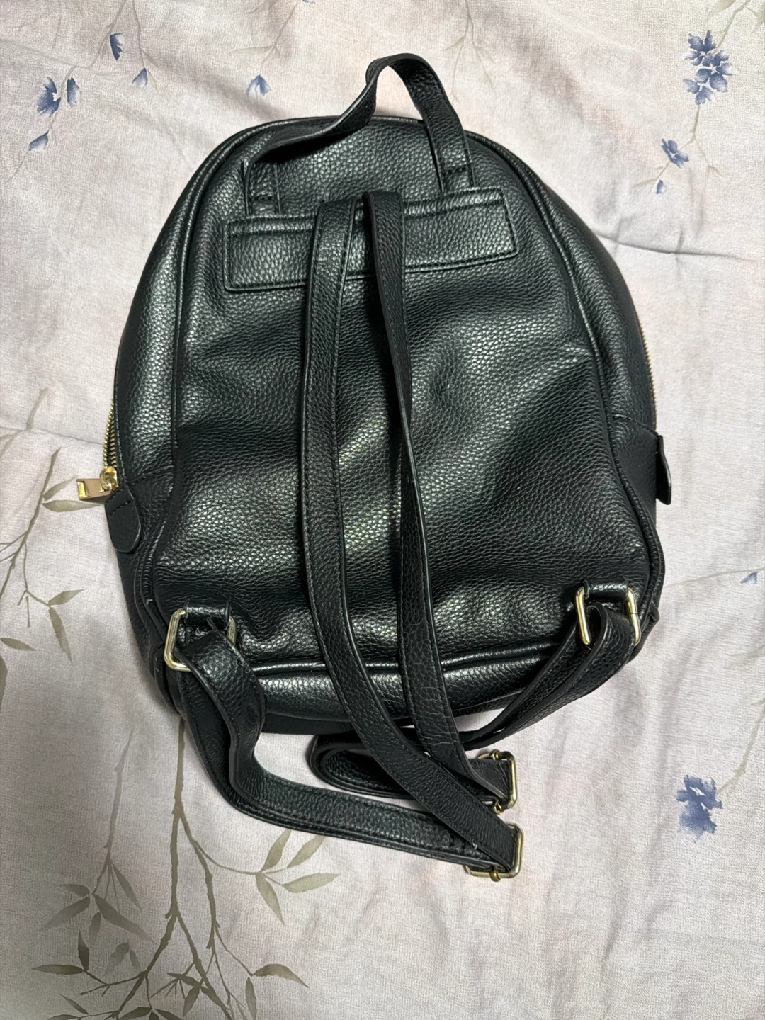 Black Faux Leather Mini Backpack - photo 2