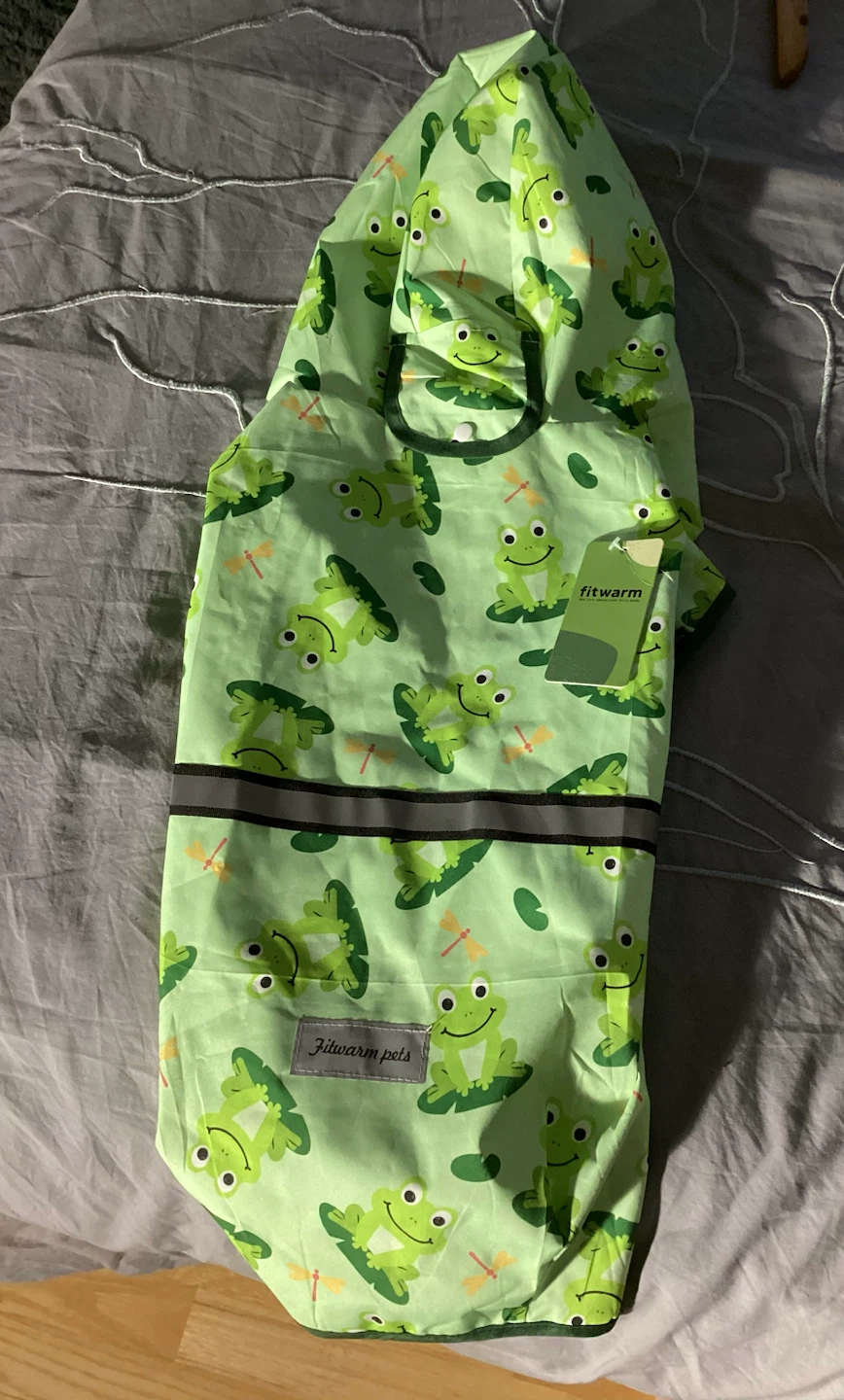 New Funny Frog Dog Raincoat with Hood - XX-Large - photo 3