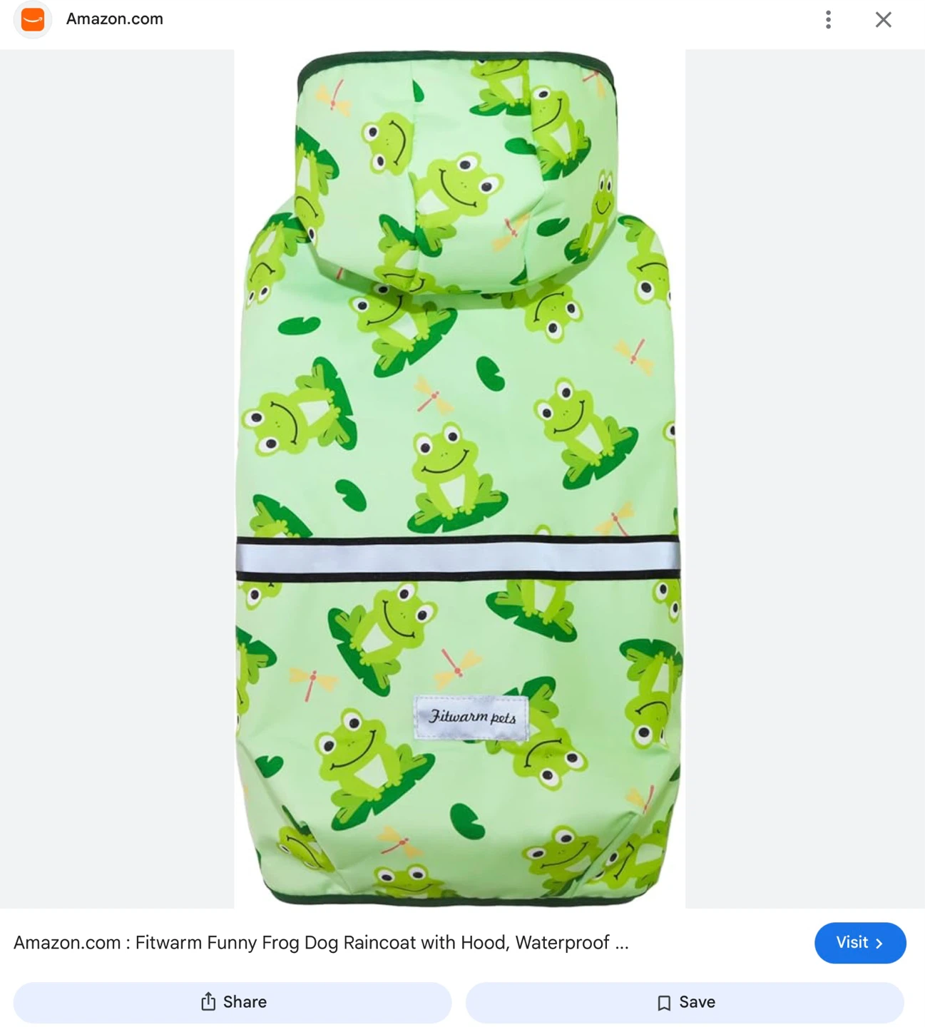 New Funny Frog Dog Raincoat with Hood - XX-Large