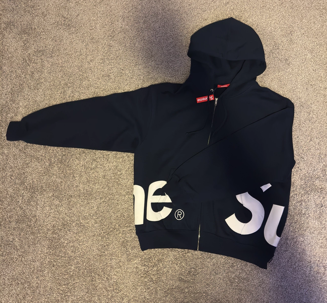 Supreme Zip-Up Hoodie Navy Blue