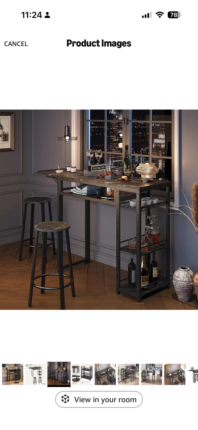 Bestier Modern Bar Table with 2 Stools