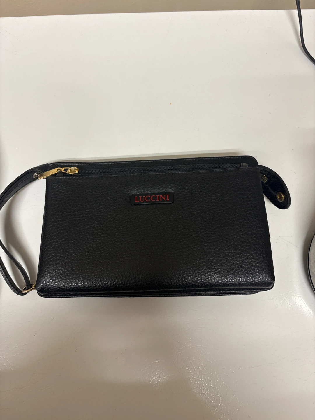 Luccini Black Faux Leather Clutch Bag