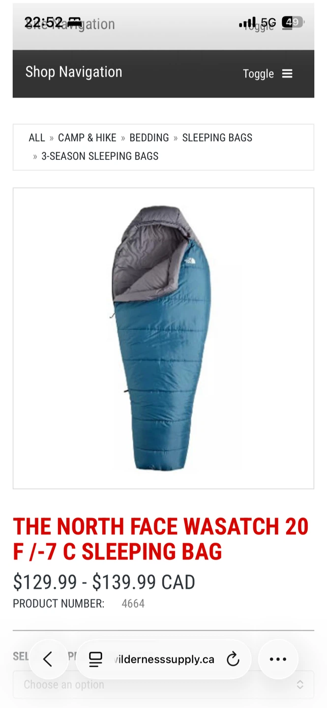 The North Face Sleeping bag -6 degrees