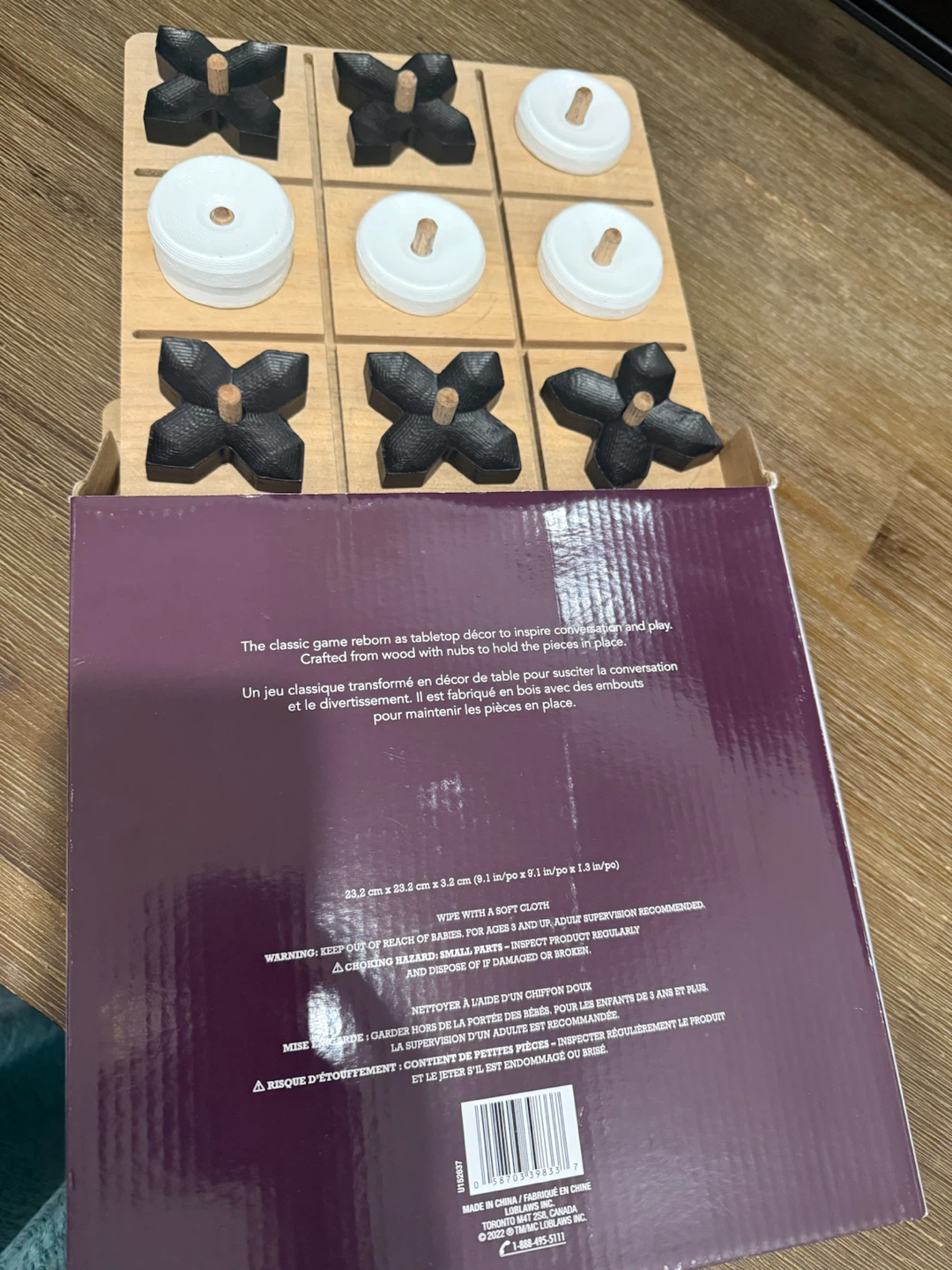 New Wooden Tic Tac Toe Table Décor/Game – Unused