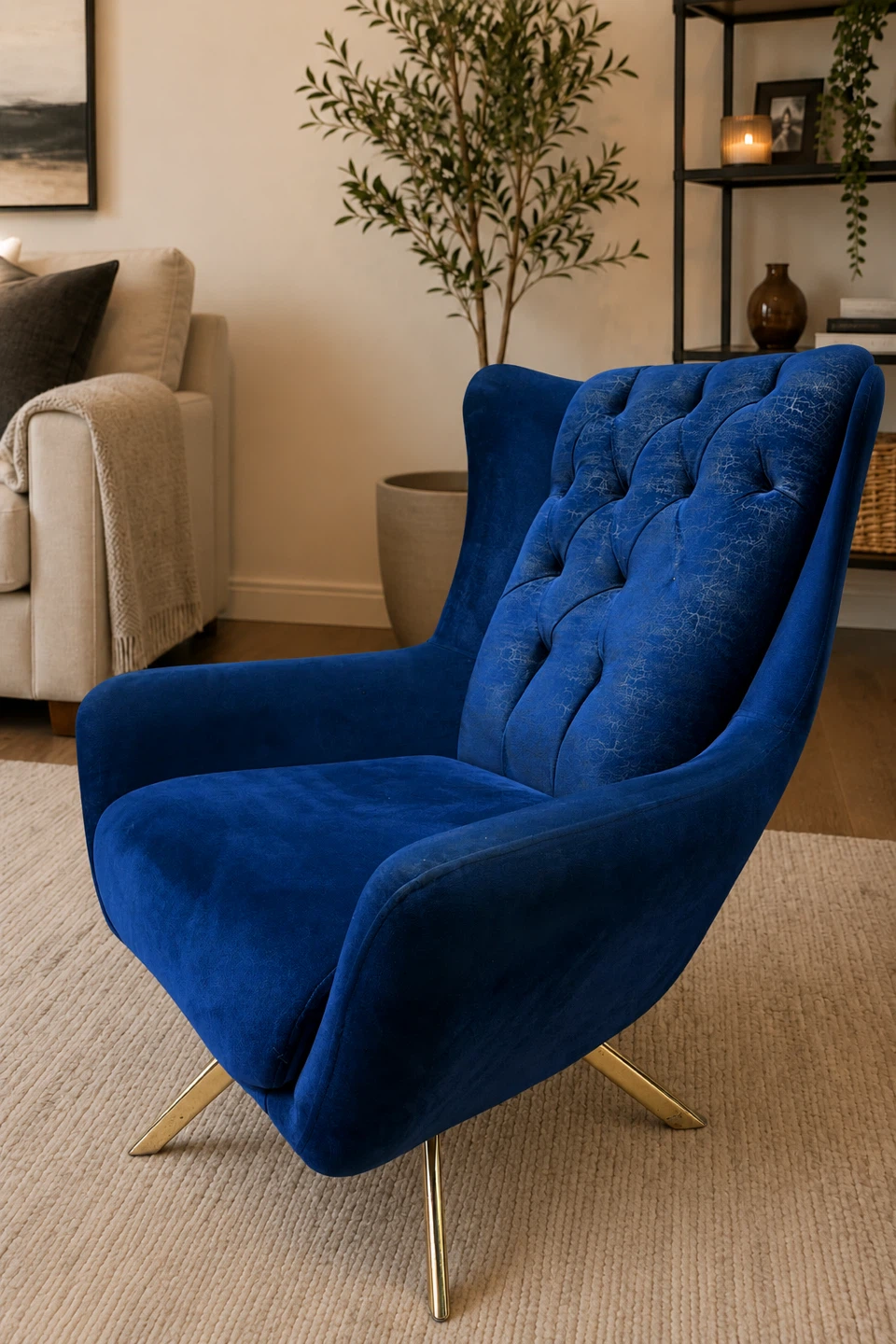 Blue Velvet Accent Chair