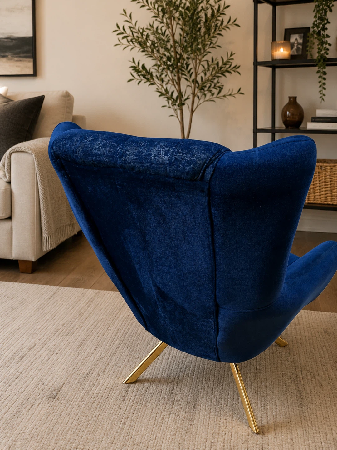 Blue Velvet Accent Chair - photo 2
