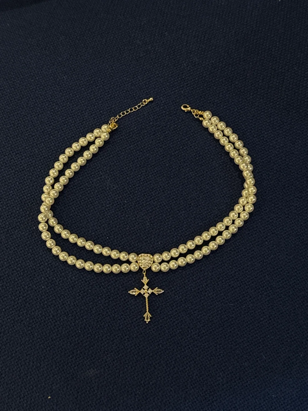 New Pearl Necklace with Cross Pendant