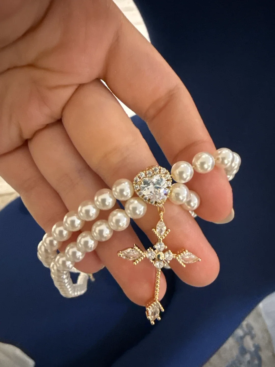 New Pearl Necklace with Cross Pendant - photo 3