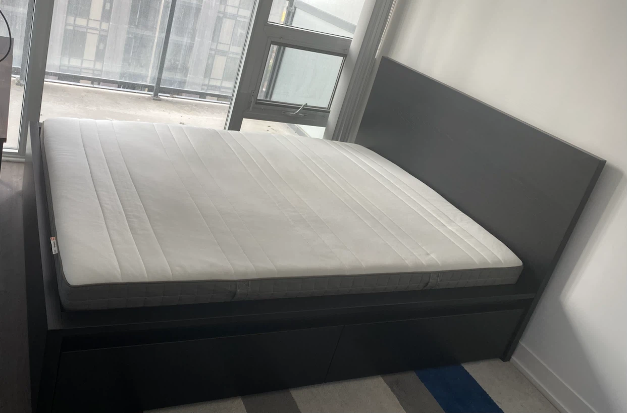 IKEA MALM Full Bed Frame with 2 Drawers and foam Mattress - photo 3