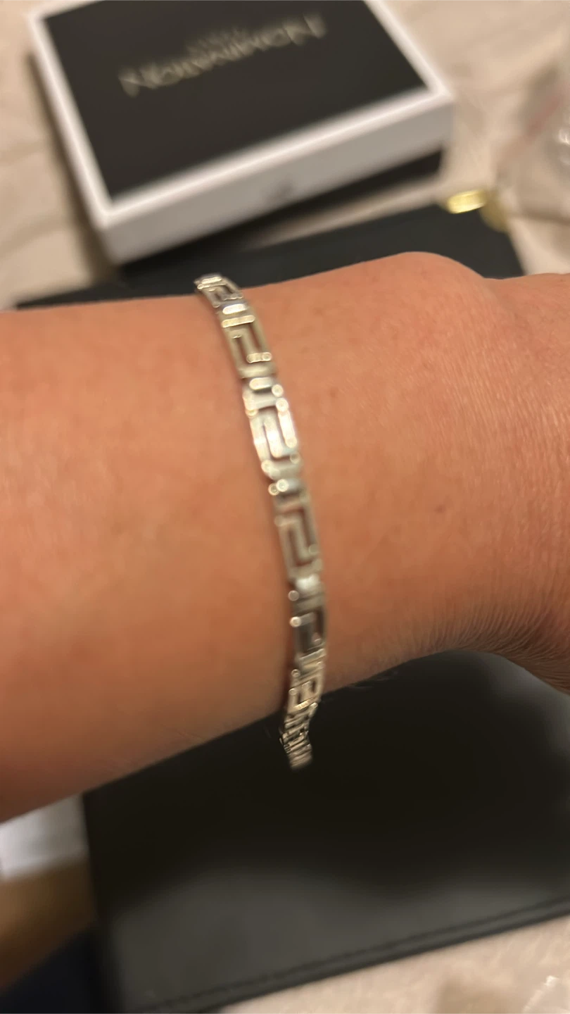 Sterling Silver Geometric Pattern Bracelet 7 inches