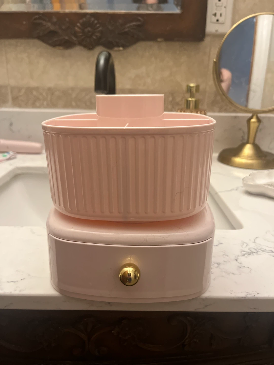 Pink Makeup Organizer with Drawer